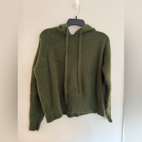 Lucky Brand Green Knit Fuzzy Hooded Sweater - Size Medium - Picture 1 of 6
